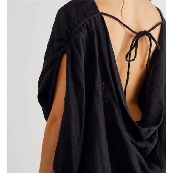 free people black drape back pietro romper - Picture 3 of 3